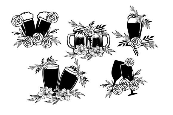 Beer Glass Floral SVG