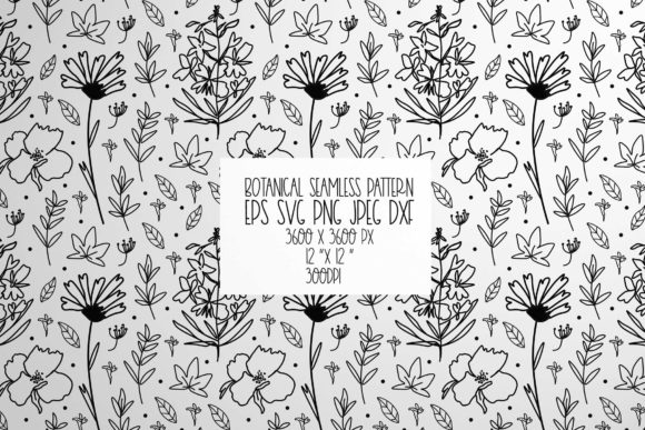 Black and White Vintage Botanical Digita