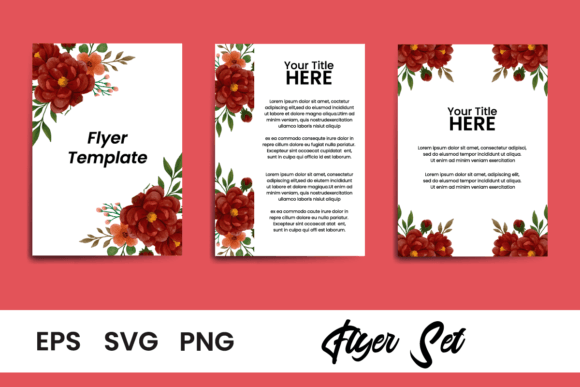 Brochure Flyer Peony Flower Watercolor