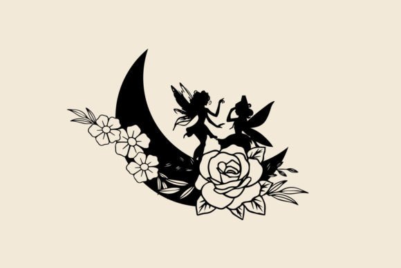 Fairy Half Moon Baby Floral SVG