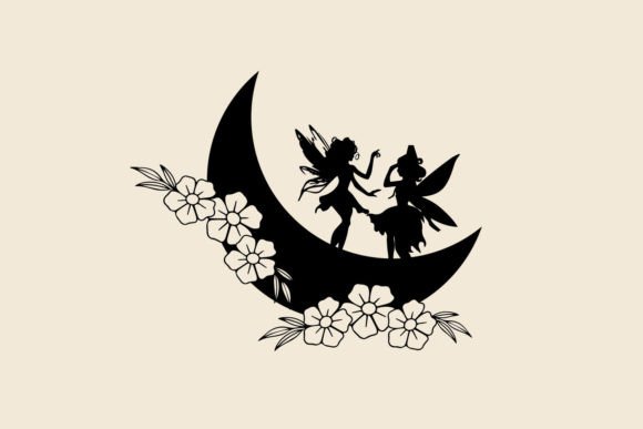 Fairy Sweet Moon Floral SVG