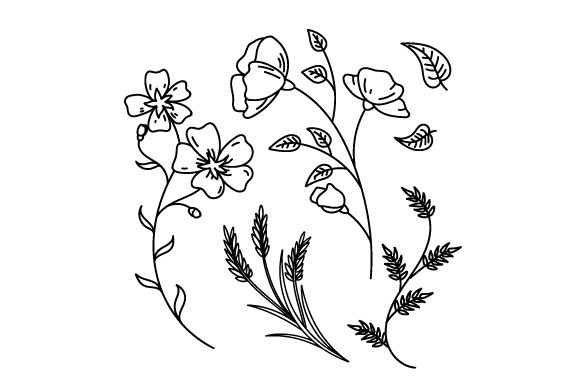 Floral Line Art Seamless Pattern