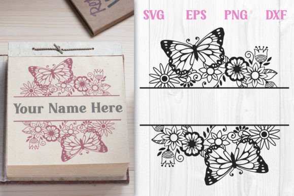 Floral SVG Monogram with Butterflies