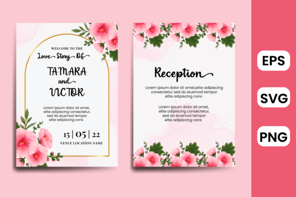Invitation Hollyhock Flower Watercolor