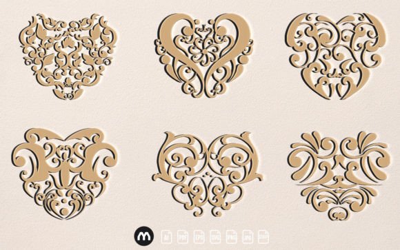 Laser-cut Hearts with Floral SVG Bundle