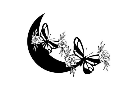 Moon Butterfly Love Floral SVG