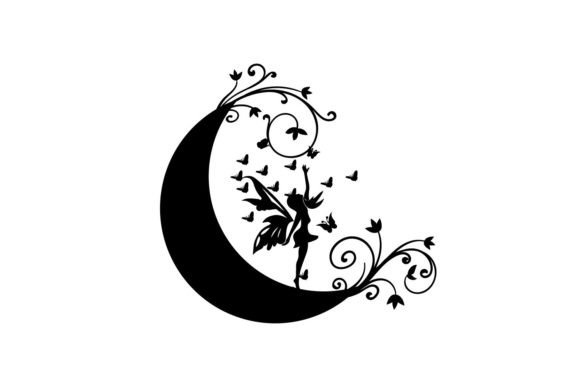 Moon Fairy Ornament Floral SVG