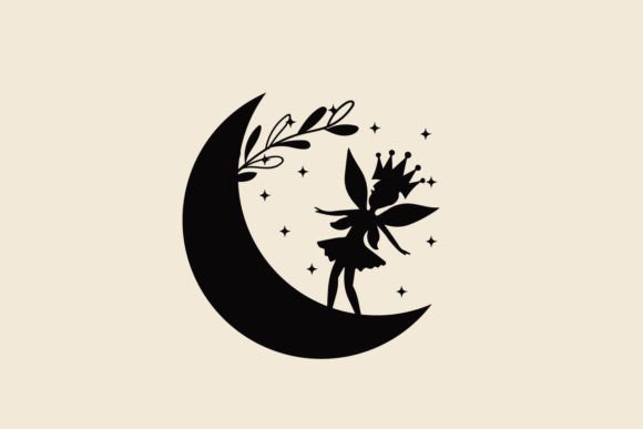 Night Moon Fairy Floral SVG