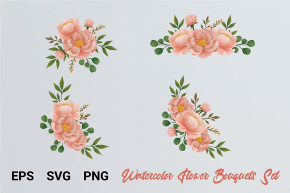 Peony Flower Bouquet Clip Art Watercolor
