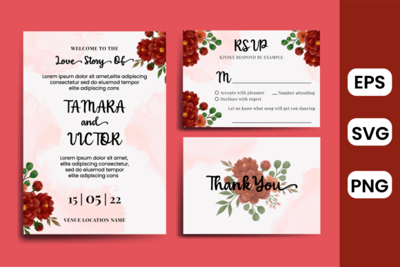 Peony Flower Wedding Invitation Template