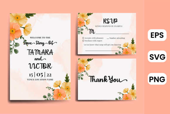 Watercolor Wedding Invitation Poppies
