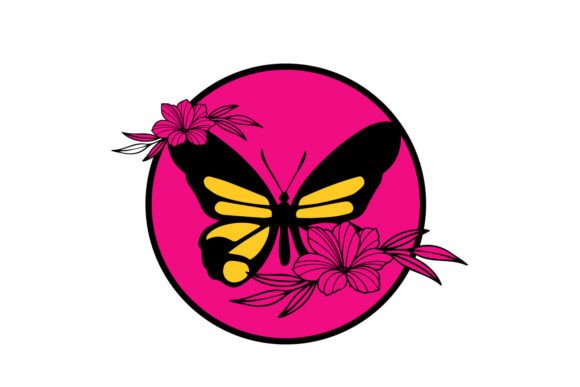 Wildflower Round Butterfly, Floral SVG